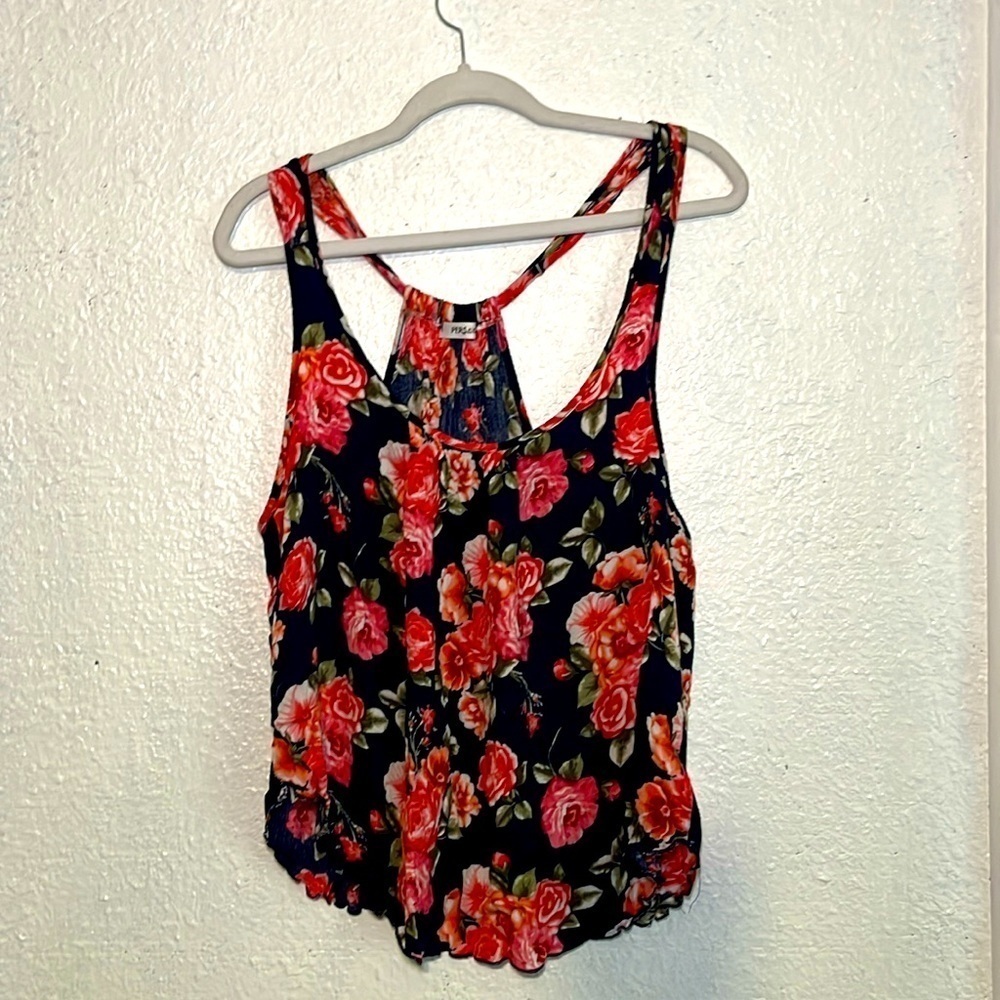 Persaya blue floral flowing tank top size XL